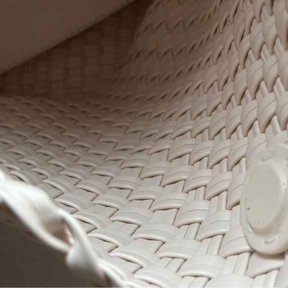 Petite Simone Vegan Leather Handwoven Hazel Creamy White Woven Bag Medium - Picture 6 of 13